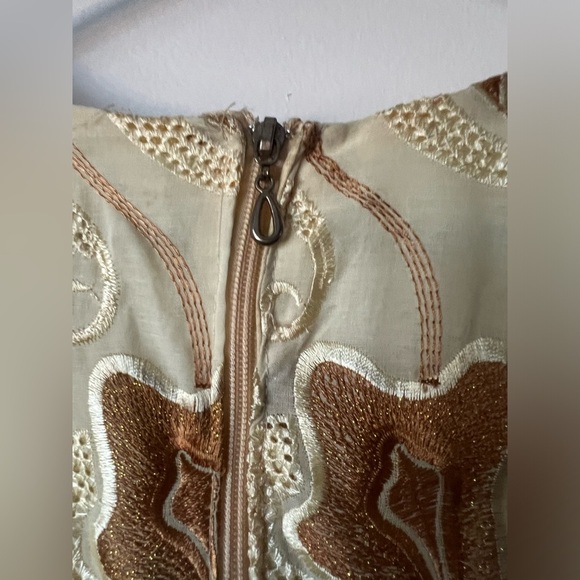 Handmade elegant women’s special occasion peplum gown in brown yellow Size S - Picture 11 of 14